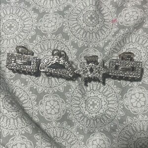Silver Hair Clips Set